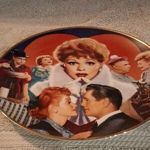 Hamilton Ceramic Plate with Red and Gold Accents